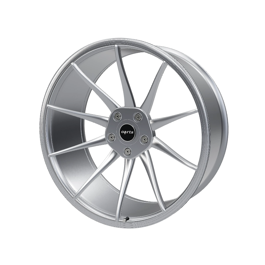 Stříbrný 3D render disku FORGED 10 se středovou krytkou OARTS